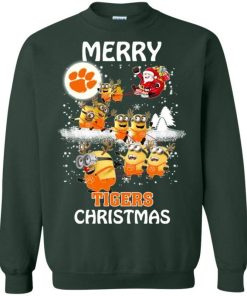 Clemson Tigers Minion Ugly Christmas Sweaters Santa Claus With Sleigh Sweatshirt