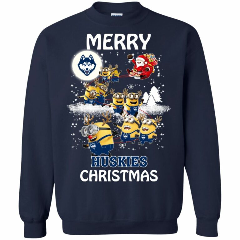 Connecticut Huskies Minion Ugly Christmas Sweater