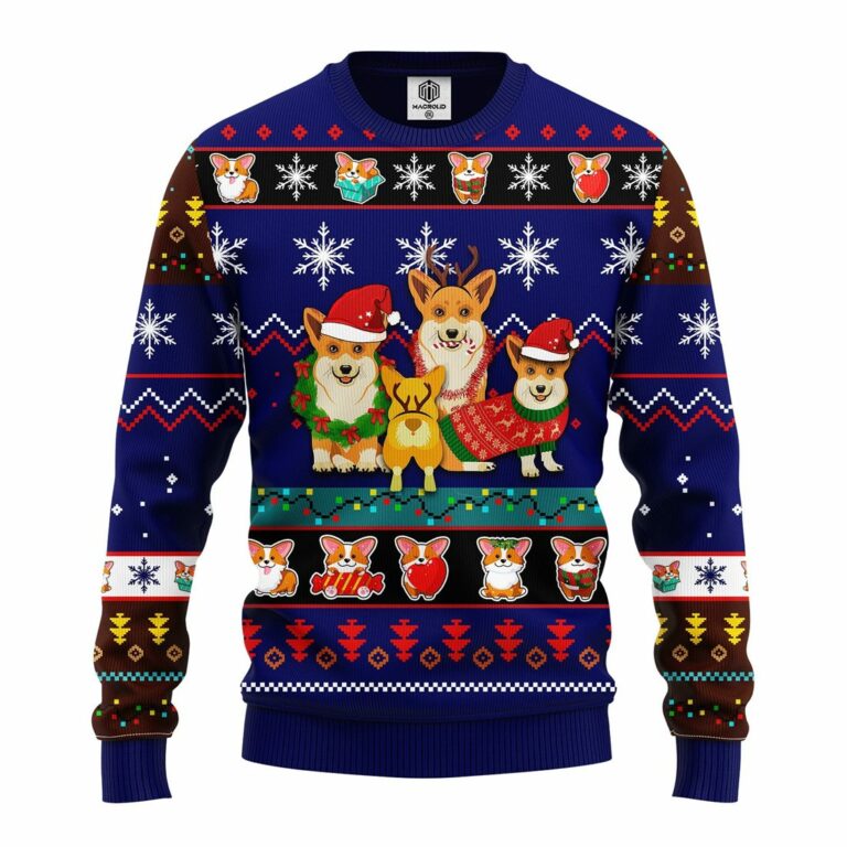 Corgi Cute Noel Mc Ugly Christmas Blue