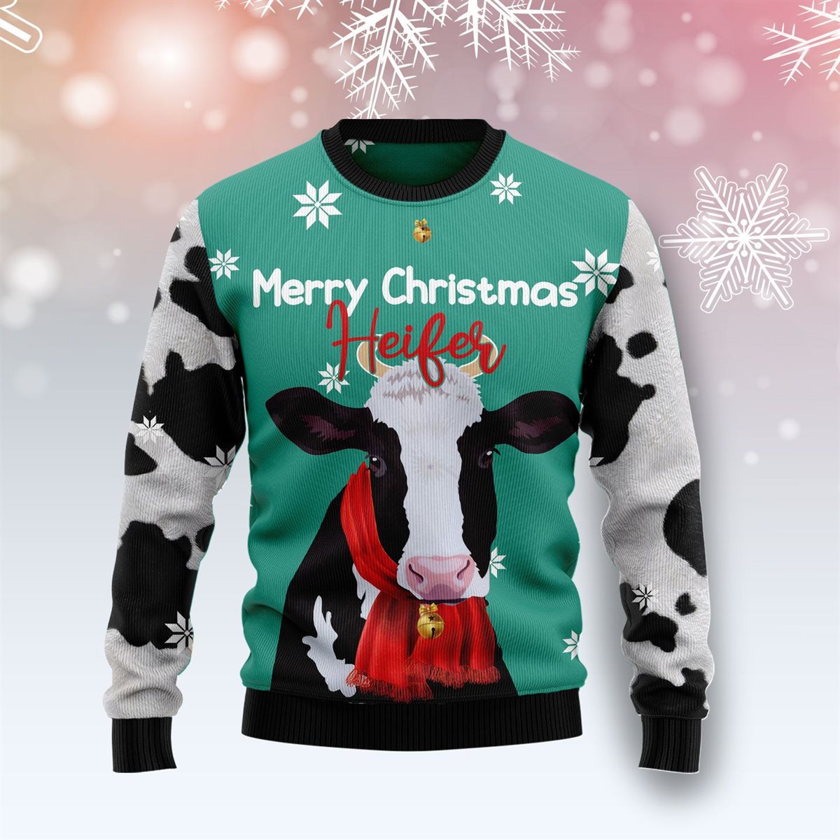 Cow Christmas Ugly Sweatshirt, Sweater - RobinPlaceFabrics