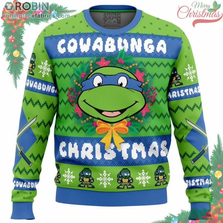 Cowabunga Leonardo Christmas Teenage Mutant Ninja Turtles Ugly Christmas Sweater