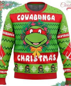 cowabunga raphael christmas teenage mutant ninja turtles ugly christmas sweater 185 trqlH