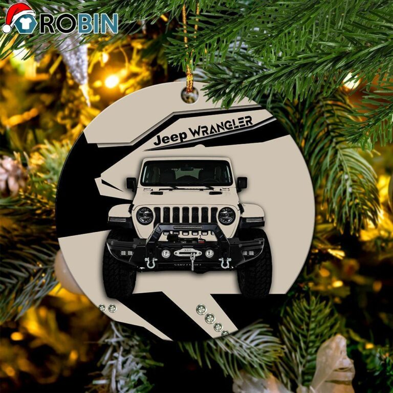 Cream Jeep Circle Ornament – Christmas Decorations