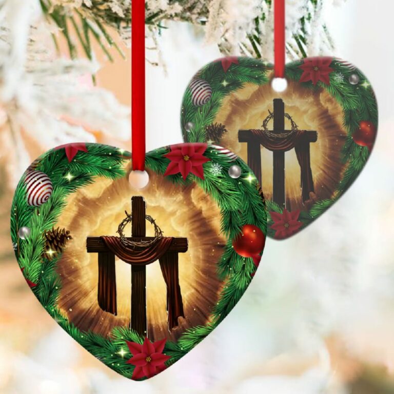 Cross Heart Ornament Jesus Says Merry Christmas N