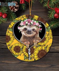 cue sloth sunflower zipper christmas ornament 1 sfhpig