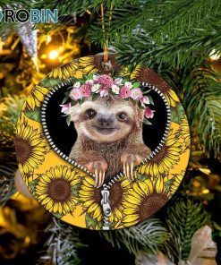 Cue Sloth Sunflower Zipper Christmas Ornament Cue Sloth Sunflower Zipper Christmas Ornament