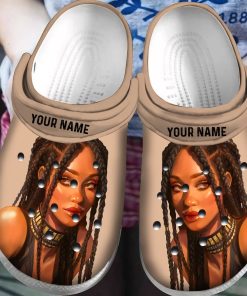 Custom Afro Black Girl African American Crocs Classic Clogs Shoes