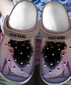 Custom Afro Black Little Girl Art African American Classic Clog, Unisex Crocs Shoes