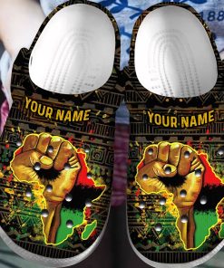 Custom Black Power Strong African American Classic Clog, Unisex Crocs Shoes