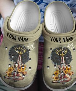 Custom Black Queen Classic Clog, Unisex Crocs Shoes