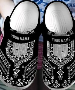 Custom Dashiki Color Black Classic Clog, Unisex Crocs Shoes
