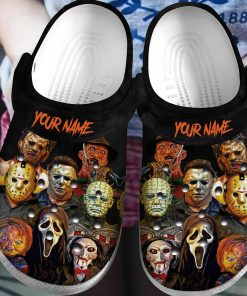 Custom Horror Movies Halloween Crocs Classic Clogs Shoes Black