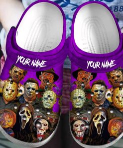 Custom Horror Movies Halloween Crocs Classic Clogs Shoes Purple