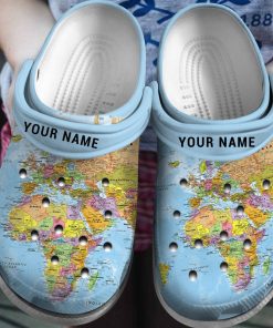 Custom World Map Africa Classic Clog, Unisex Crocs Shoes