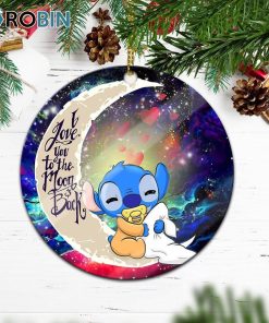 Cute Baby Stitch Sleep Love You To The Moon Galaxy Circle Ornament – Christmas Decorations Cute Baby Stitch Sleep Love You To The Moon Galaxy Circle Ornament – Christmas Decorations