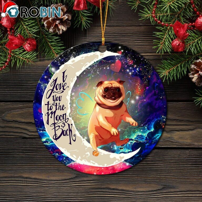 Cute Bull Dog Love You To The Moon Galaxy Ornament – Christmas Decorations