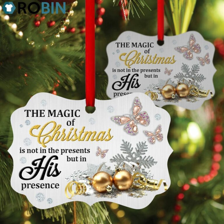 Cute Butterfly And Snowflake Ornament – The Magic Of Christmas Is In s Presence