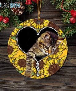 cute cat sunflower zipper ornament christmas decorations 1 k0di6p