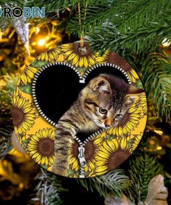 Cute Cat Sunflower Zipper Ornament – Christmas Decorations Cute Cat Sunflower Zipper Ornament – Christmas Decorations