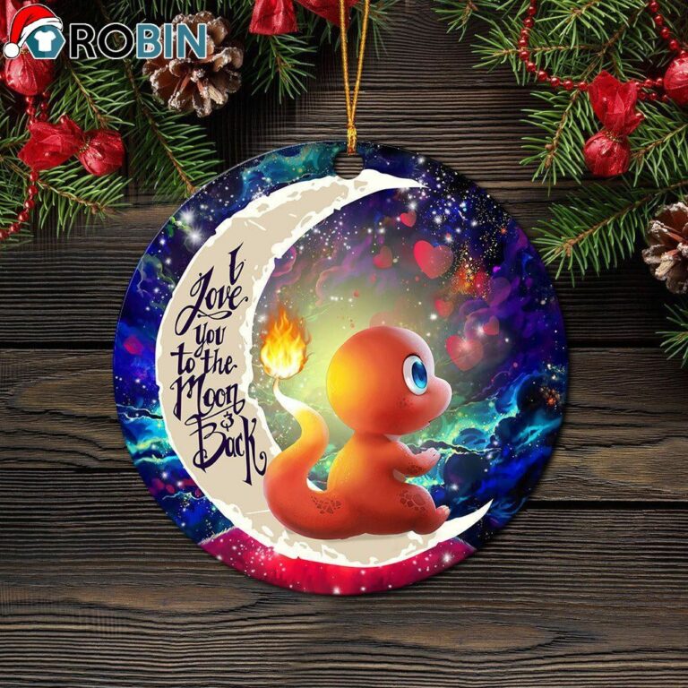 Cute Charmander Pokemon Love You To The Moon Galaxy Circle Ornament – Christmas Decorations