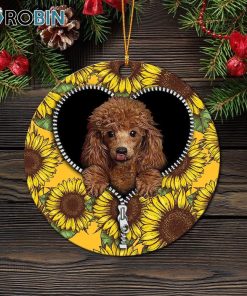 cute dog poodle sunflower zipper christmas ornament 1 a4ntfz