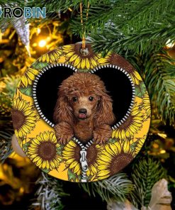 Cute Dog Poodle Sunflower Zipper Christmas Ornament Cute Dog Poodle Sunflower Zipper Christmas Ornament