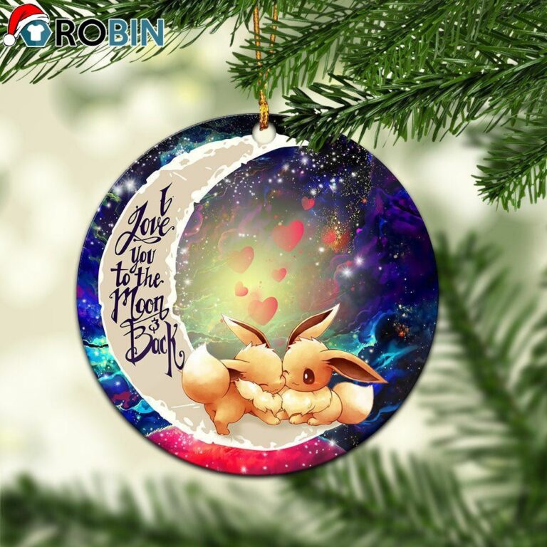Cute Eevee Pokemon Couple Love You To The Moon Galaxy Ornament – Christmas Decorations