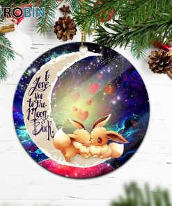 Cute Eevee Pokemon Couple Love You To The Moon Galaxy Ornament – Christmas Decorations Cute Eevee Pokemon Couple Love You To The Moon Galaxy Ornament – Christmas Decorations