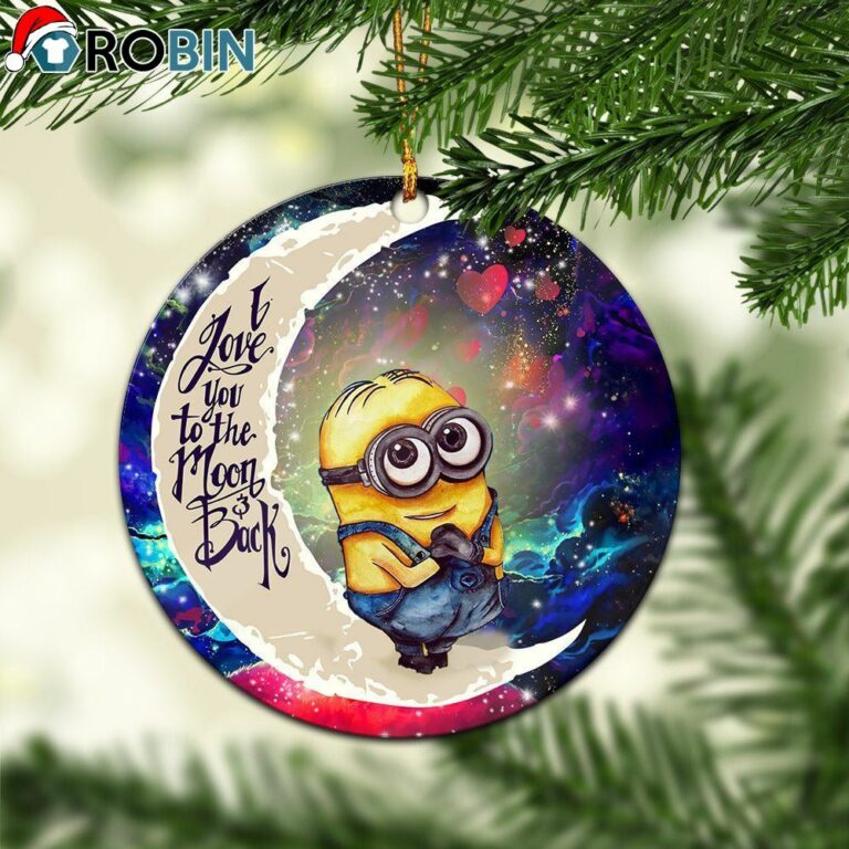 Cute Minions Despicable Me Love You To The Moon Galaxy Christmas Ornament