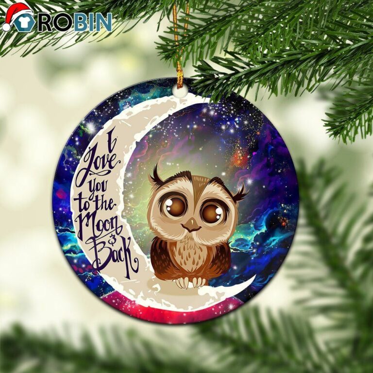 Cute Owl Love You To The Moon Galaxy Circle Ornament – Christmas Decorations