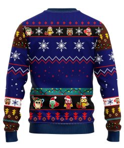 Cute Owl Night Noel Mc Ugly Christmas Blue