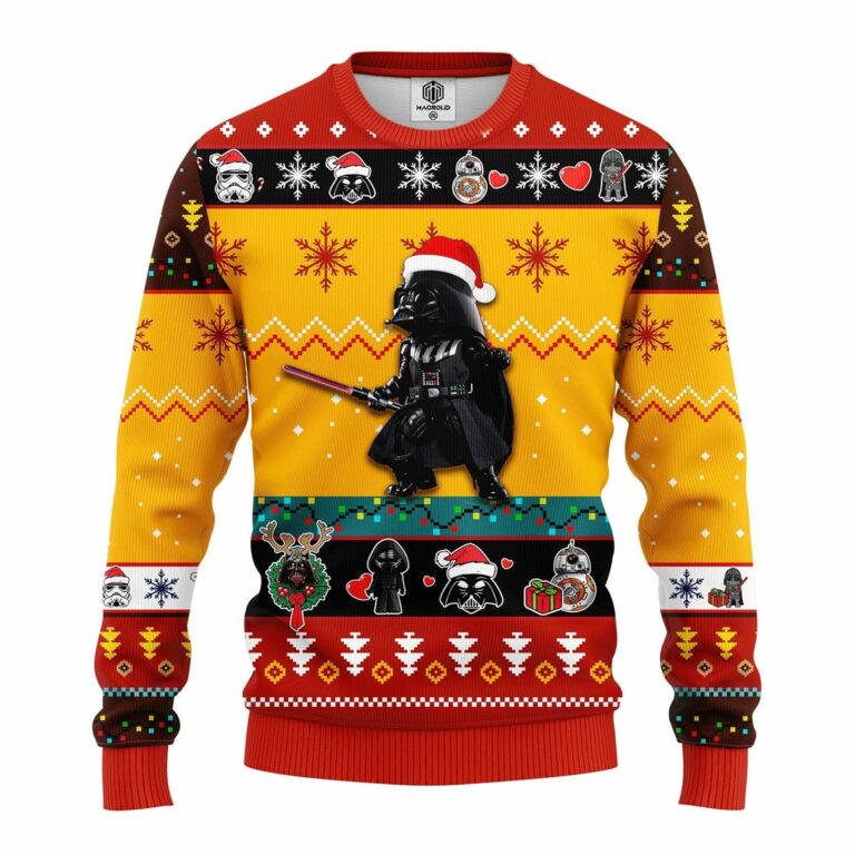 Darth Vader Cute Ugly Christmas Sweatshirt Yellow
