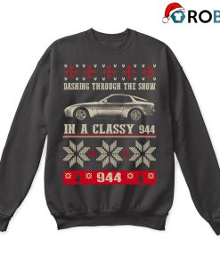 Dashing Through The Snow In Classy Porsche 944 Ugly Christmas Sweatshirt