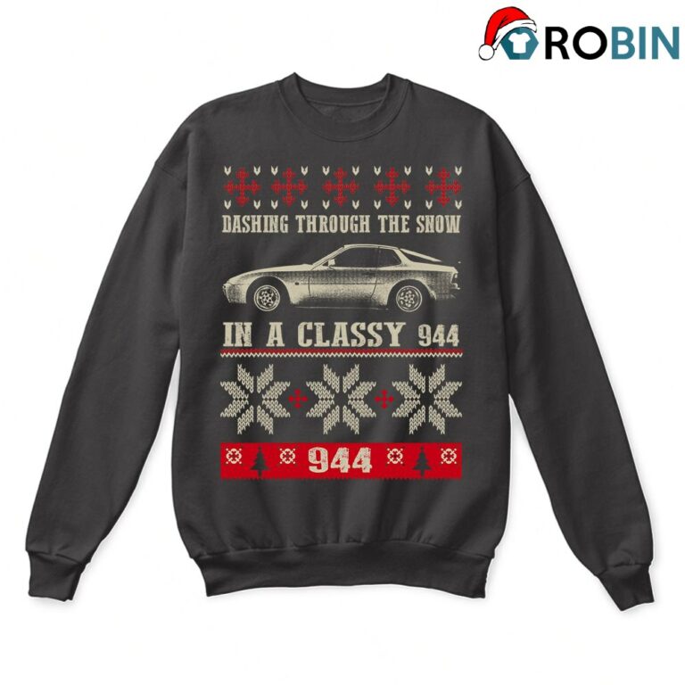 Dashing Through The Snow In Classy Porsche 944 Ugly Christmas Sweatshirt