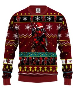 deadpool ugly christmas sweatshirt red 1 zE68I