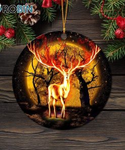 Deer Fire Moonlight Christmas Ornament Deer Fire Moonlight Christmas Ornament