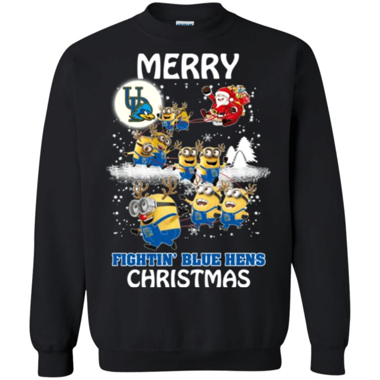 Delaware Fightin Blue Hens Minion Ugly Christmas Sweatshirt