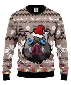 demon slayer kimetsu no yaiba hashibira inosuke ugly christmas sweater 1 6acdD