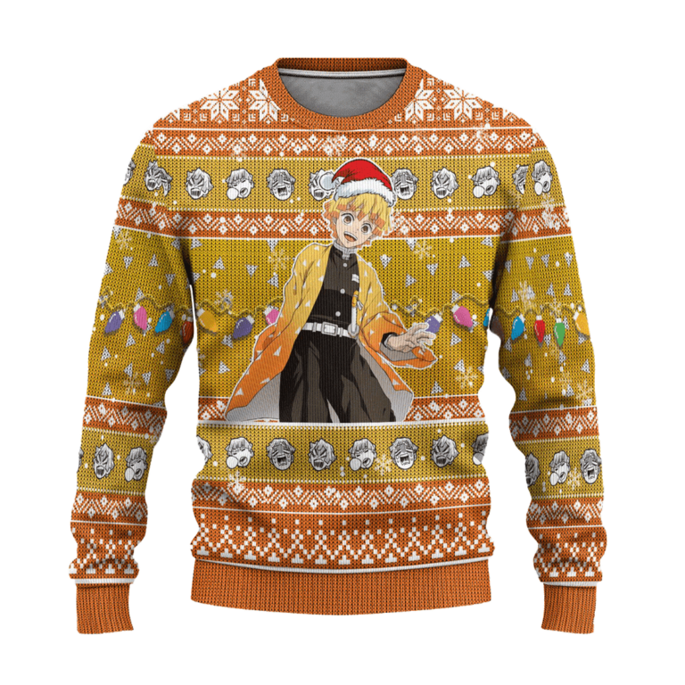 Demon Slayer Zenitsu Agatsuma Anime Ugly Christmas Sweatshirt Xmas Gift