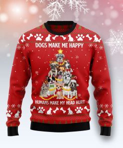 Dogs Make Me Happy Christmas Ugly Sweatshirt, Sweater