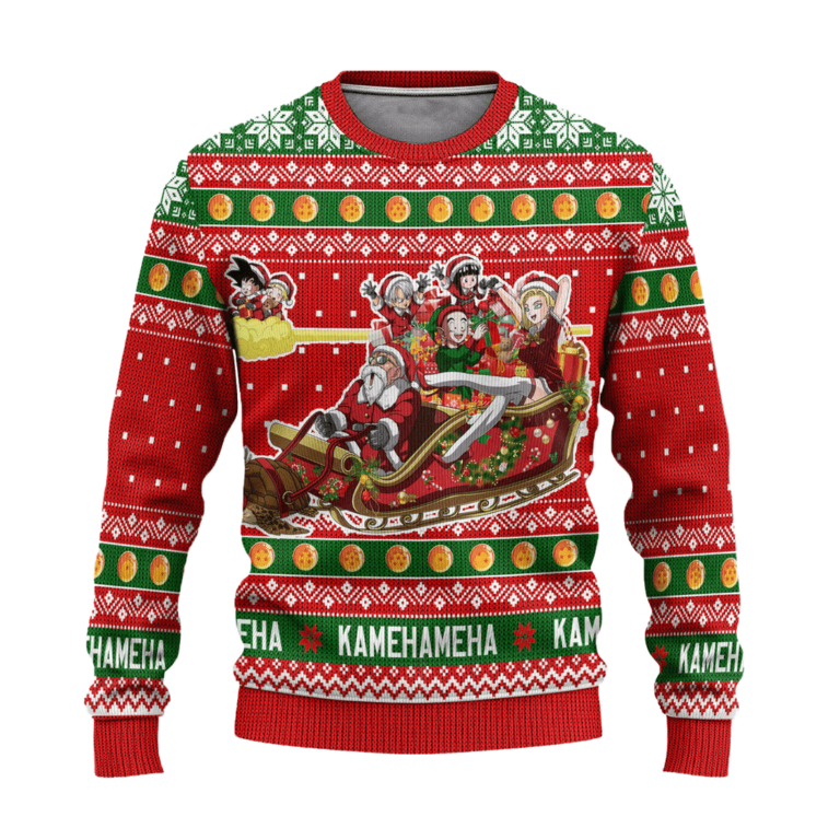 Dragon Ball Anime Ugly Christmas Sweater Red Characters Xmas Gift