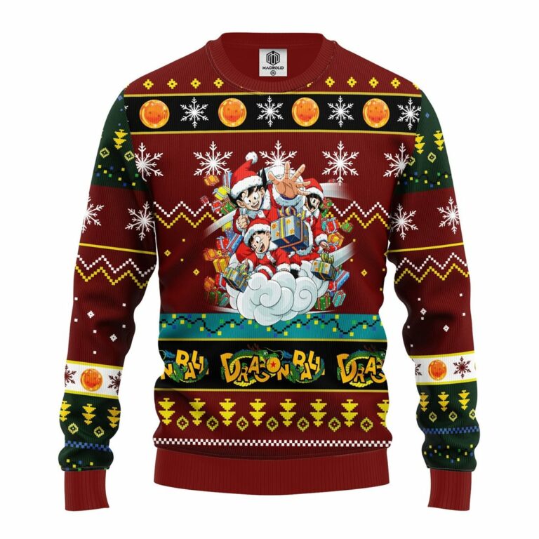 Dragon Ball Ugly Christmas Sweatshirt Red Brown
