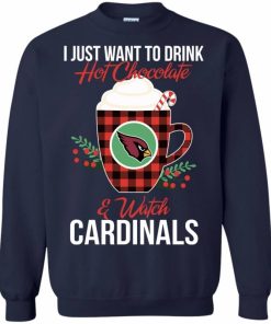 drink hot chocolate watch arizona cardinals ugly christmas sweatshirt 3 Gbmuz