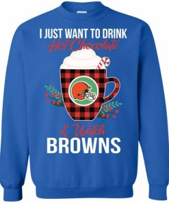 Drink Hot Chocolate & Watch Cleveland Browns Ugly Christmas Sweatshirt