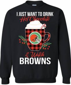 drink hot chocolate watch cleveland browns ugly christmas sweatshirt 3 NgzkD