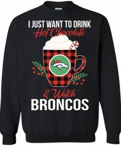 drink hot chocolate watch denver broncos ugly christmas sweater 1 JZYHP
