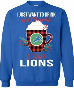 drink hot chocolate watch detroit lions ugly christmas sweatshirt 1 VmE1E