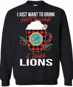 Drink Hot Chocolate & Watch Detroit Lions Ugly Christmas Sweatshirt Drink Hot Chocolate & Watch Detroit Lions Ugly Christmas Sweatshirt