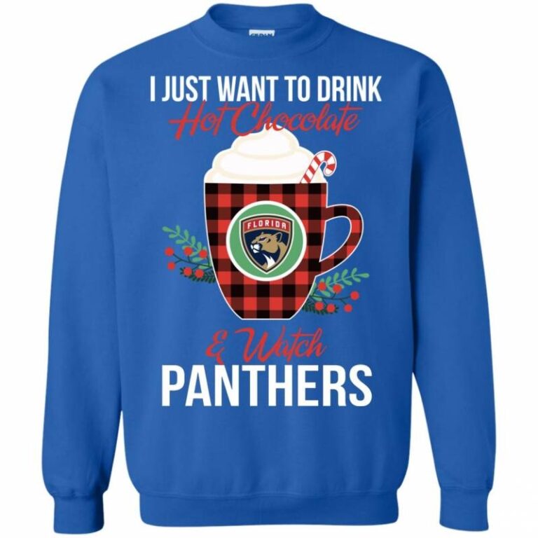 Drink Hot Chocolate & Watch Florida Panthers Ugly Christmas Sweatshirt