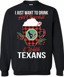 drink hot chocolate watch houston texans ugly christmas sweatshirt 3 dsq5V
